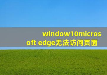 window10microsoft edge无法访问页面